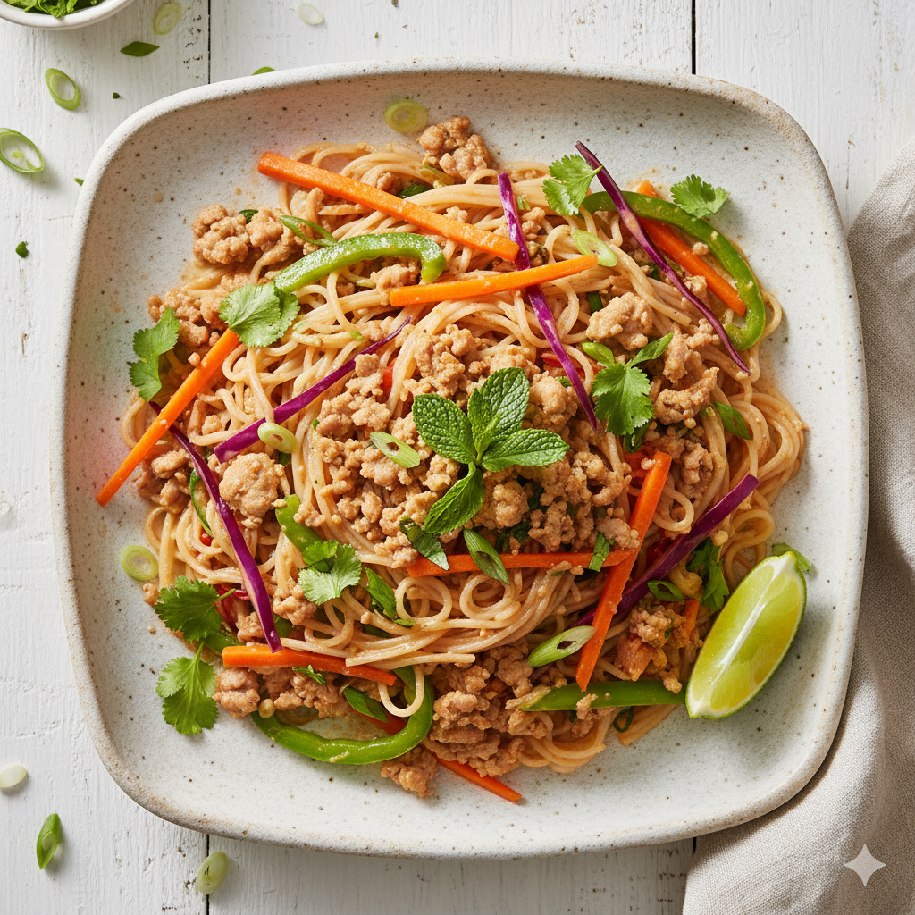 Thai Pork Larb Stir Fry Noodles